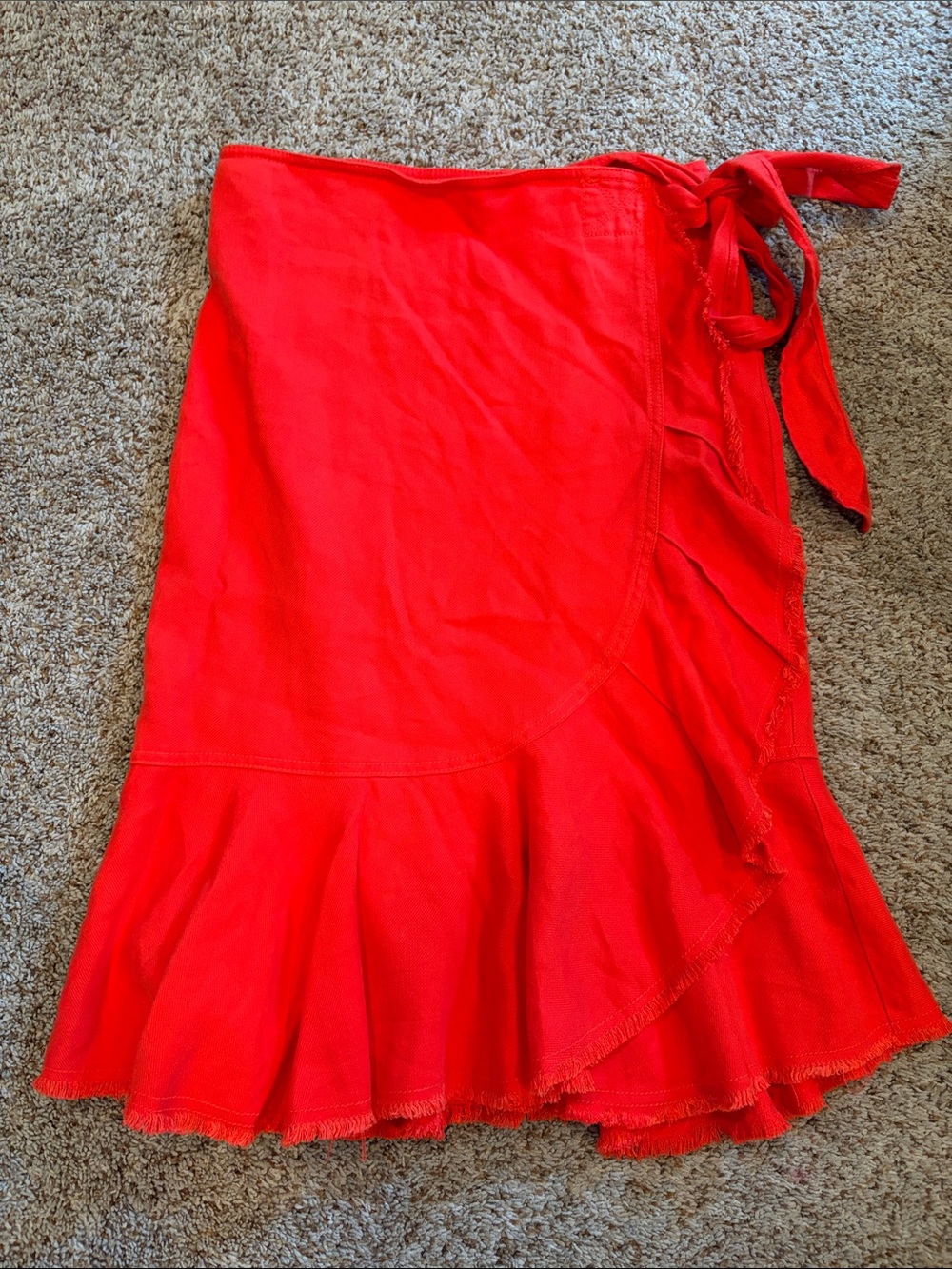 HOLDING HORSES Bright Red Wrap Ruffle Skirt